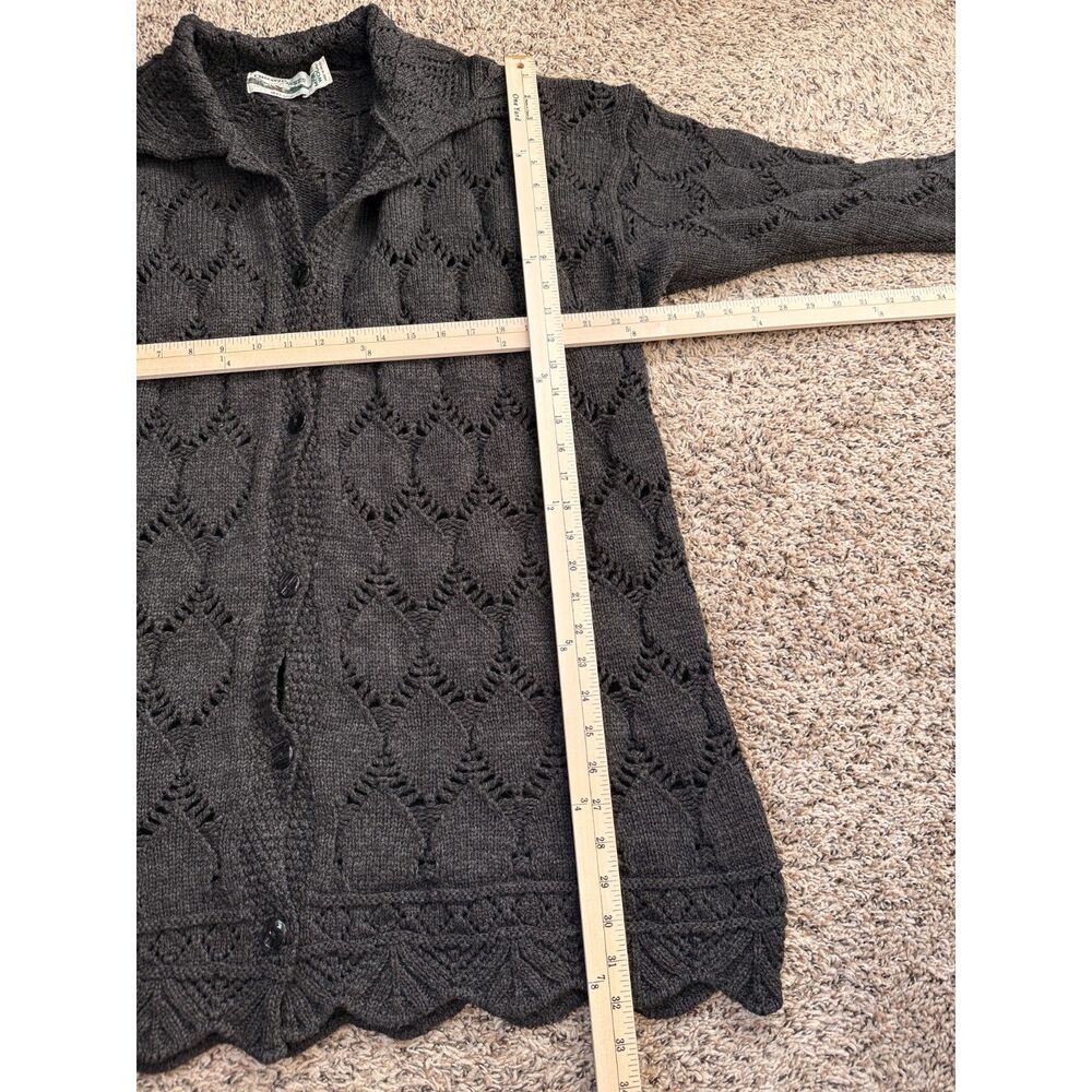 Aran Crafts Merino Wool Button Front Cardigan Made in Ireland Charcoal Gray - Picture 8 of 8